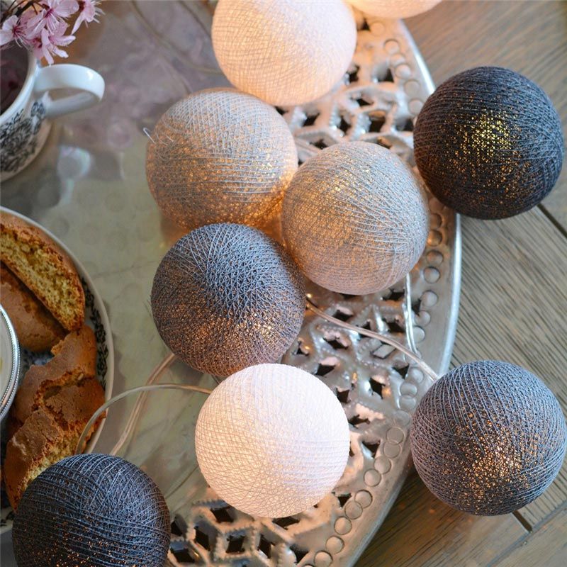 6CM LED Cotton Balls Garland Curtain Fairy Light String Garden New Year Christmas Wedding Party Bedroom Lamp Chain Outdoor Decor--A10--3M 20LED