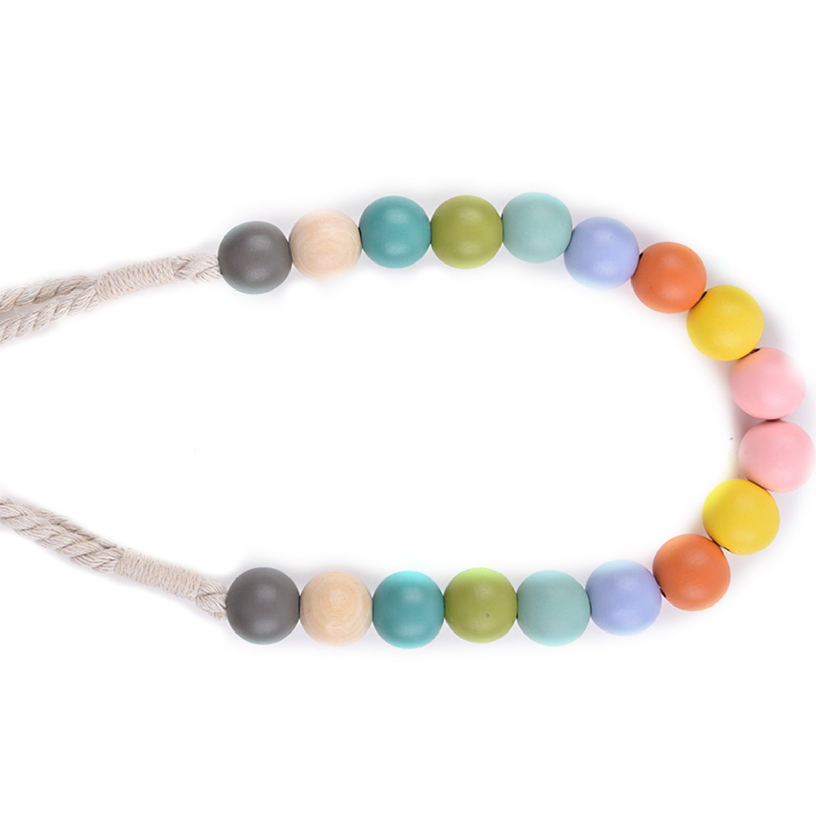 Punch Free Wooden Ball Beads Curtain Straps Tieback Rope Buckle Holder Decor