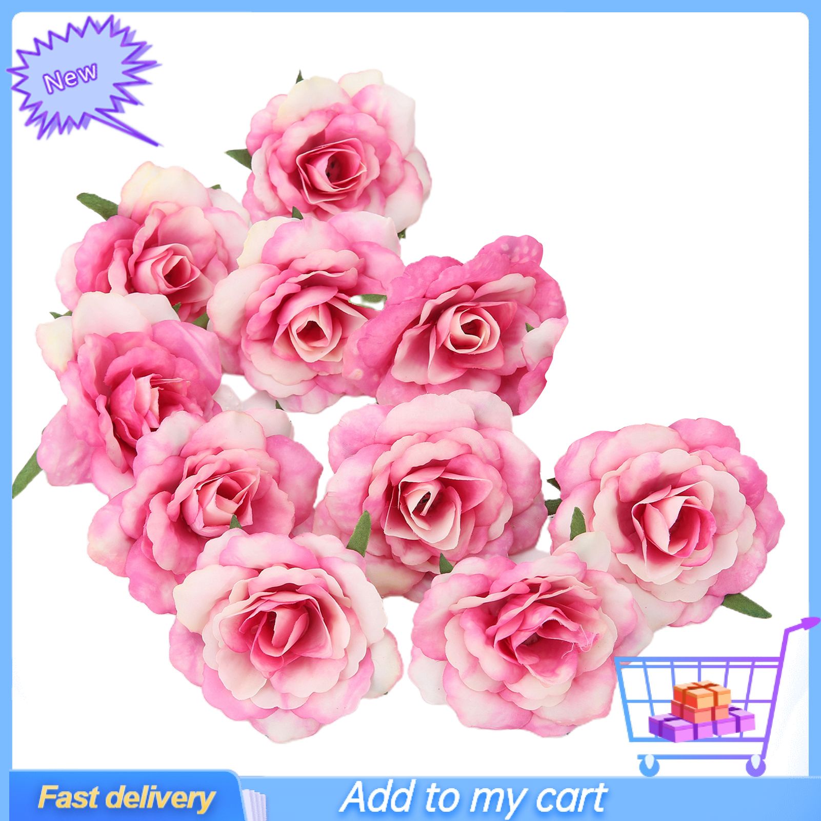 10Pcs/Set  Flower Head Vivid Long Lasting Multi-functional Artificial Rose Flower Heads for Wedding