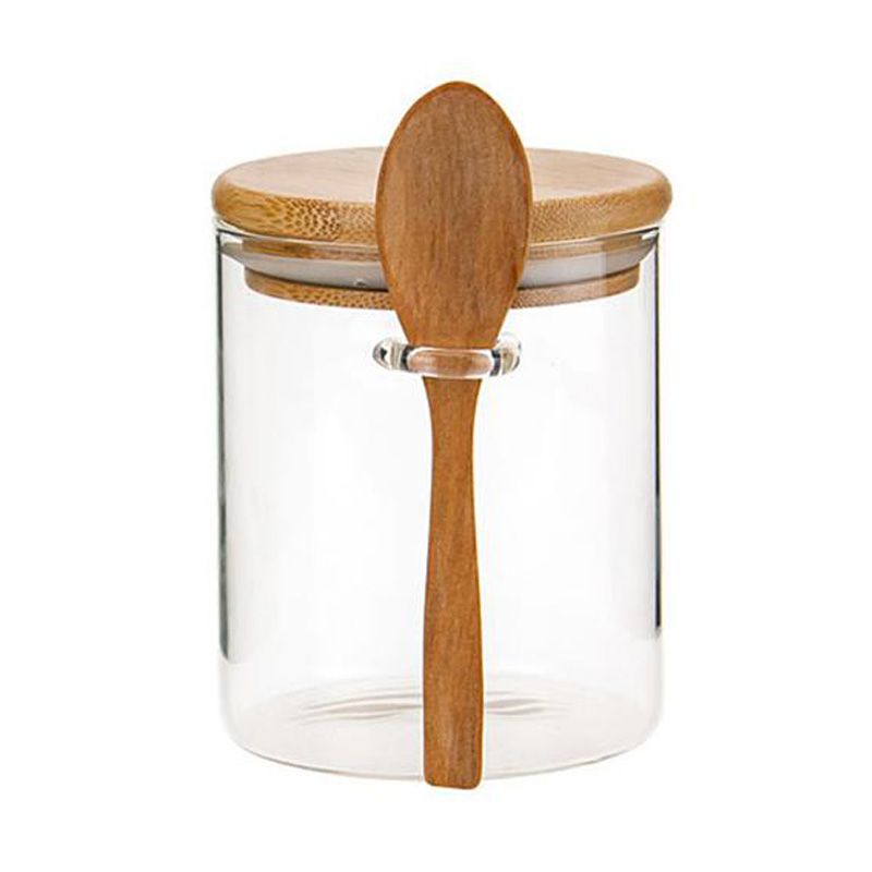 Food Storage Glass Jar Clear Sealed Canister Container with Lid and Spoon for Loose Tea Salt Sugar Coffee Bean Preservation