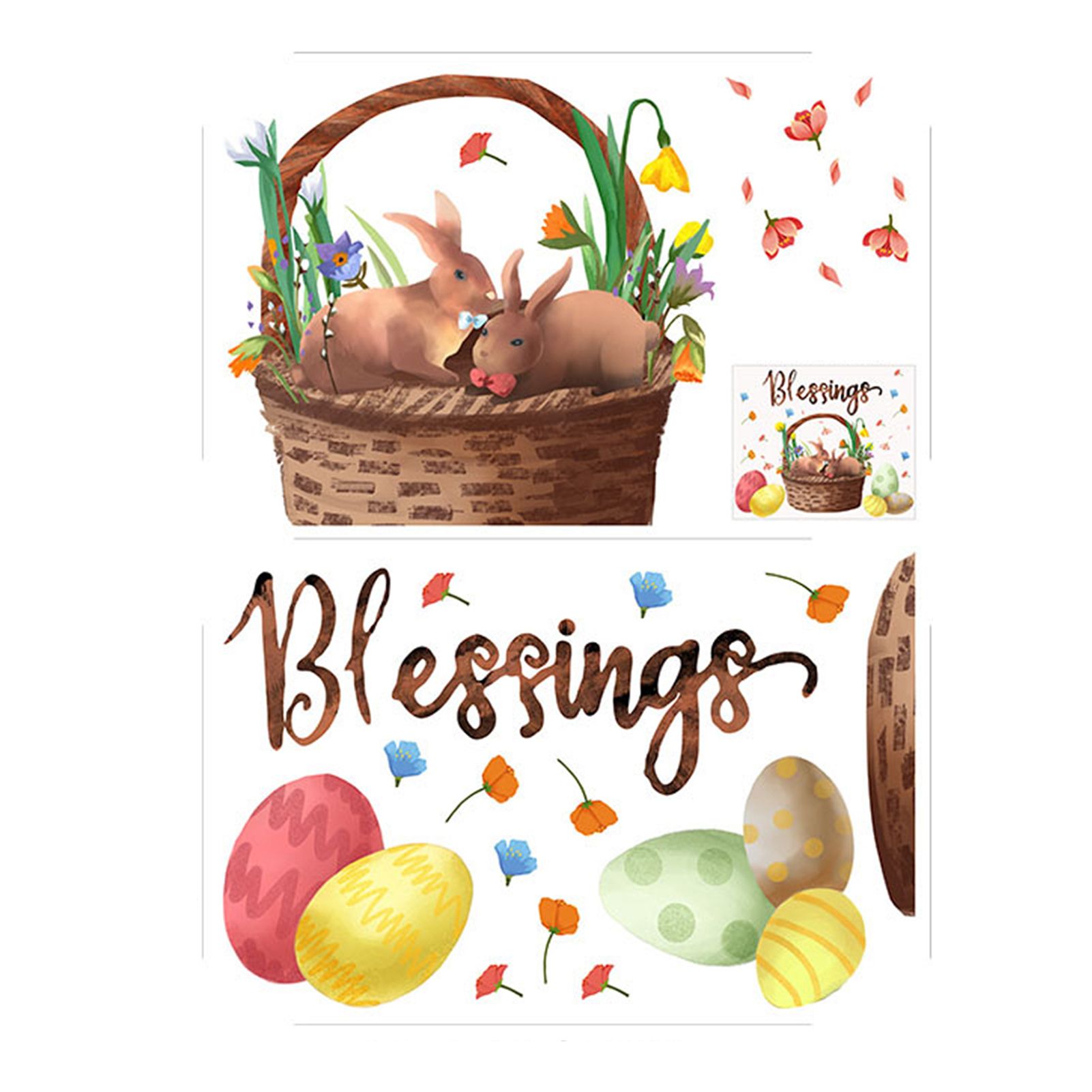 Window Sticker Exquisite Bright Color Easter Eggs Window Decal