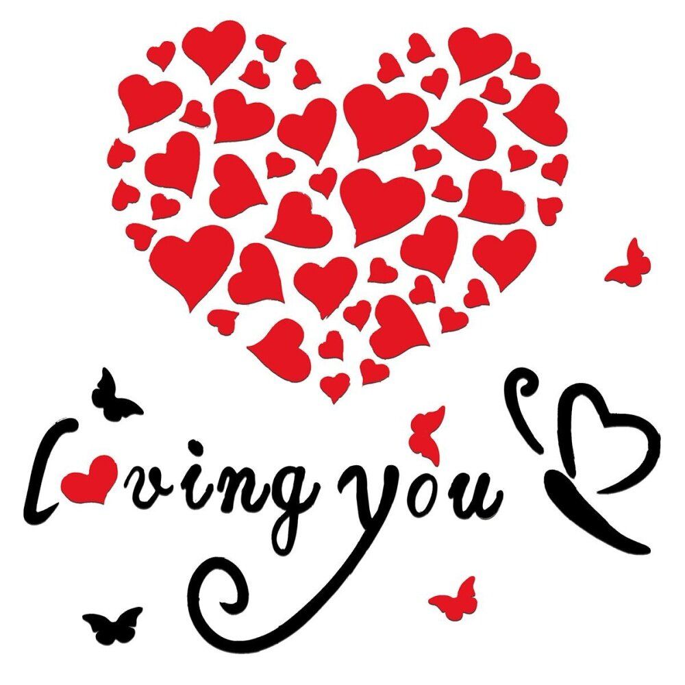 New NEW 3D DIY PVC Loving Heart Loving You Removable Crystal Wall Sticker Home Room Decor