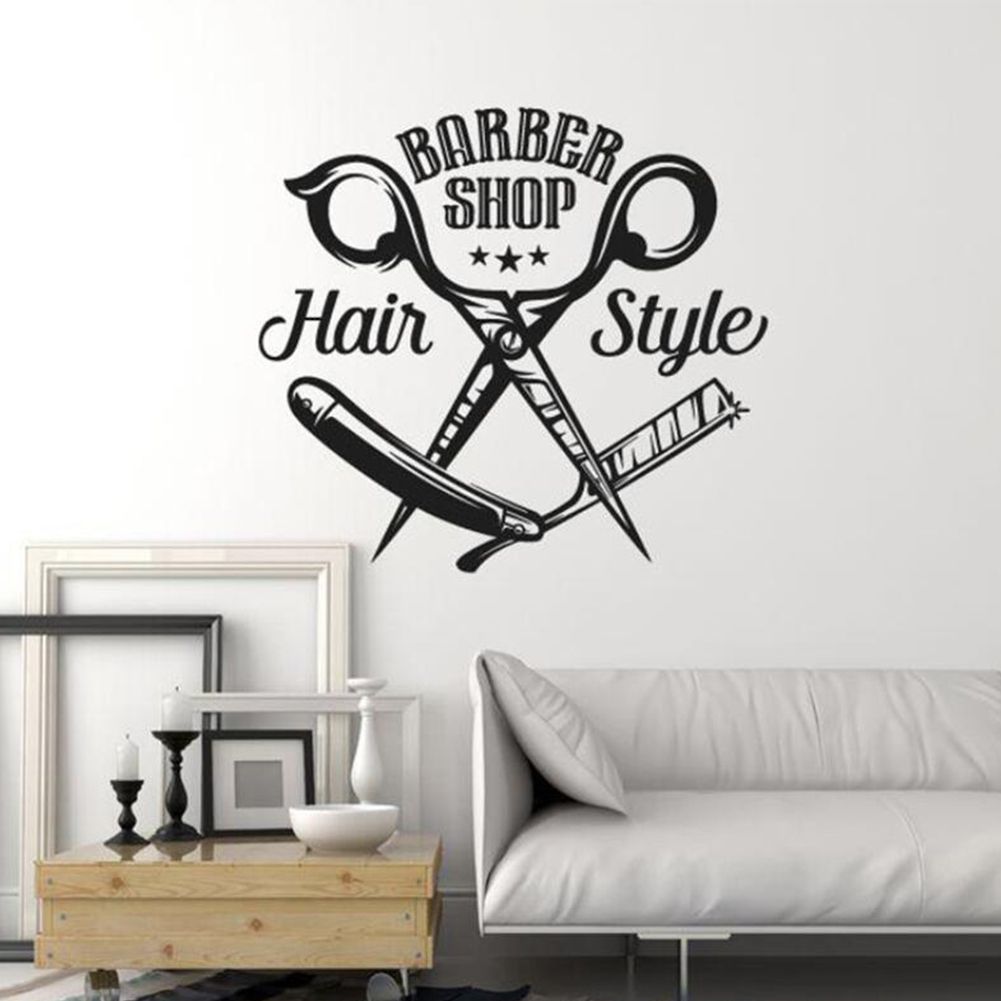 Funny Barber Stickers For Wall Hair PVC Wall Decals For Hairdresser Barber Wall Decal Wallpaper Poster