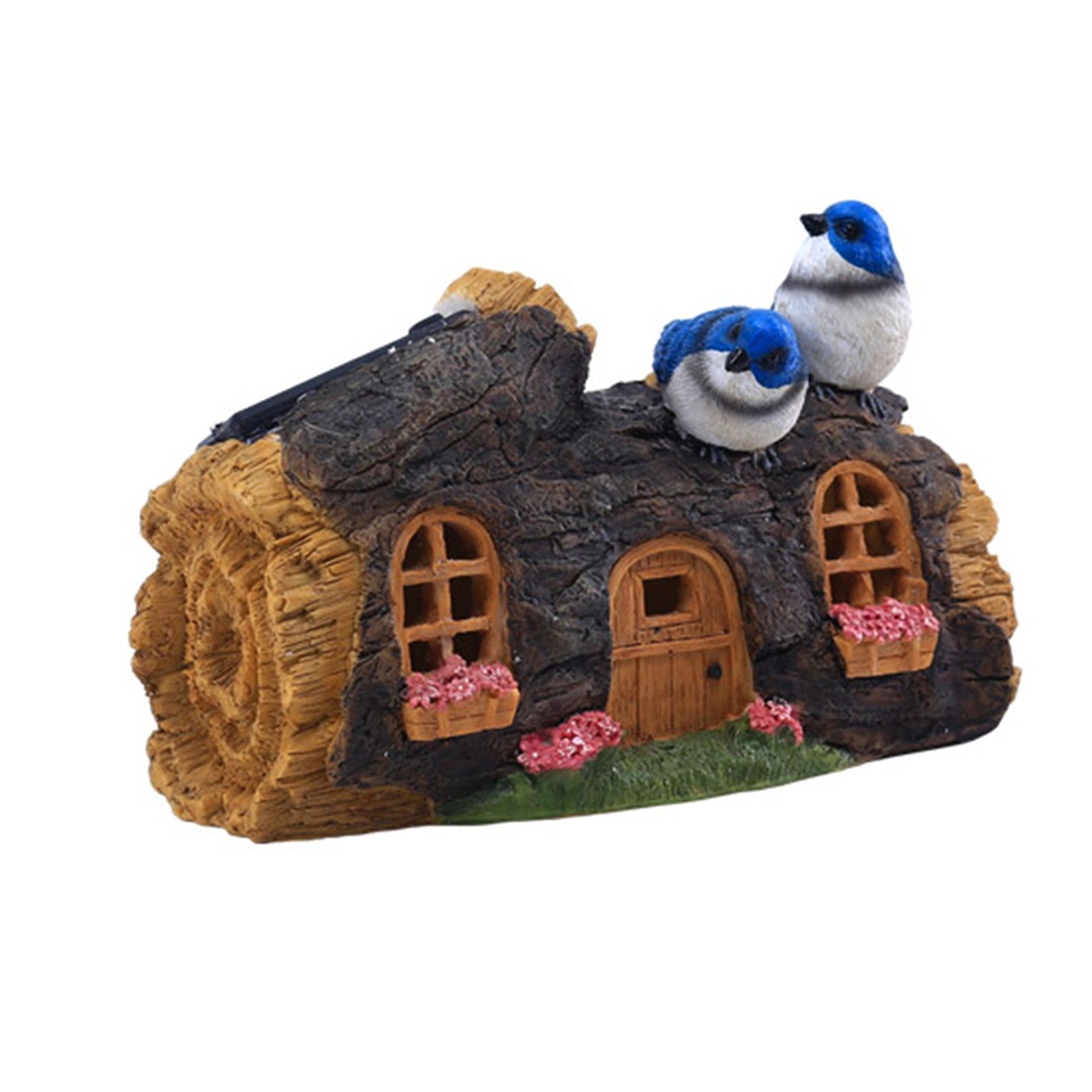 Solar Statue Handmade Cartoon Art Craft Bird Statue with LED Light