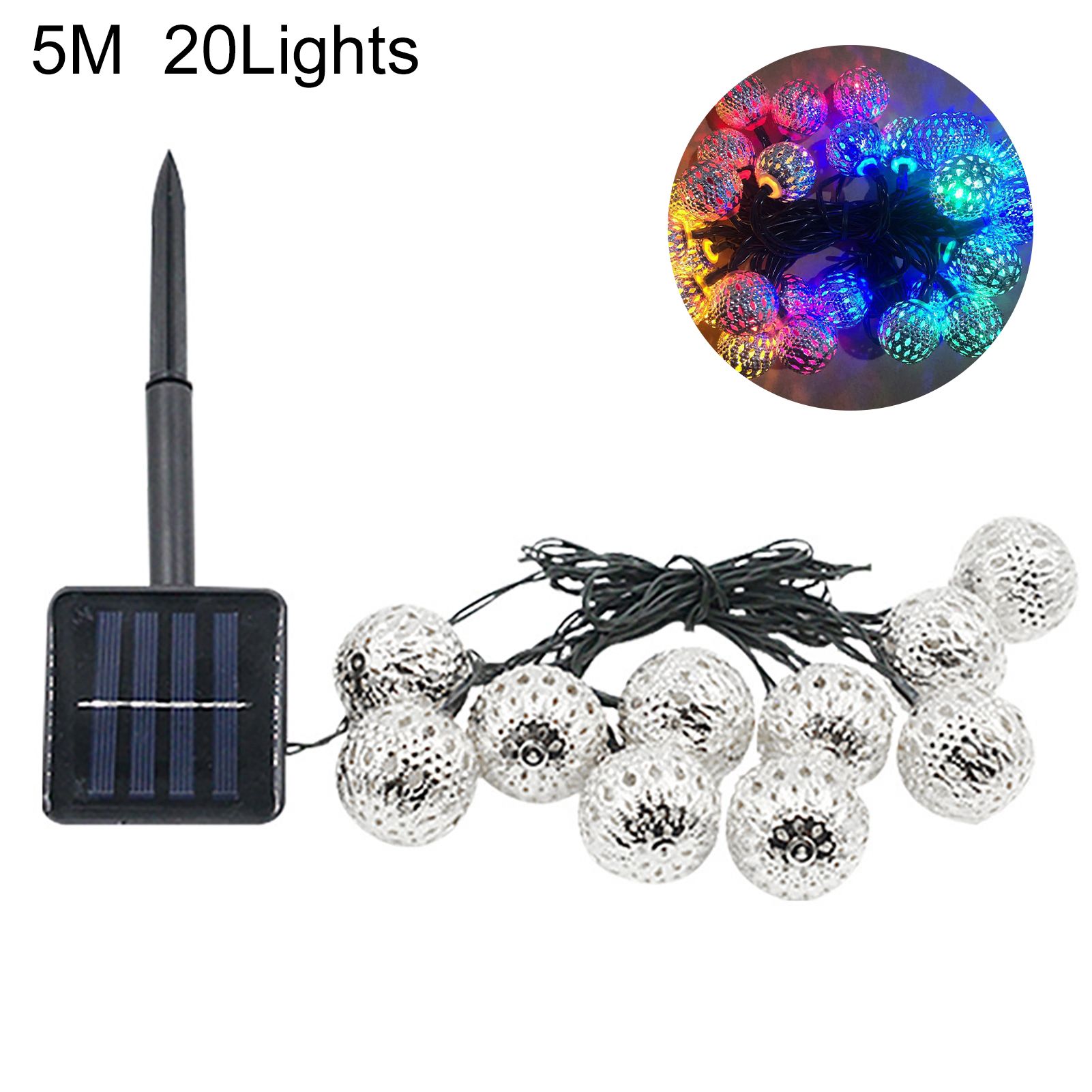 Globe String Light Soft Light LED Solar Warm White Iron Ball Fairy Light