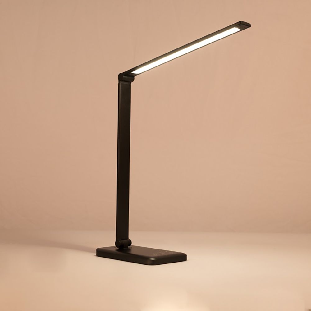 Yfashion Wireless Charging Desk  Lamp Aluminum Alloy Folding ouch Dimming Student Reading Desk Lamp color:Black specification:Plug in 3-mode dimming + USB (USB cable plug-in) size:39cm*19cm*11cm