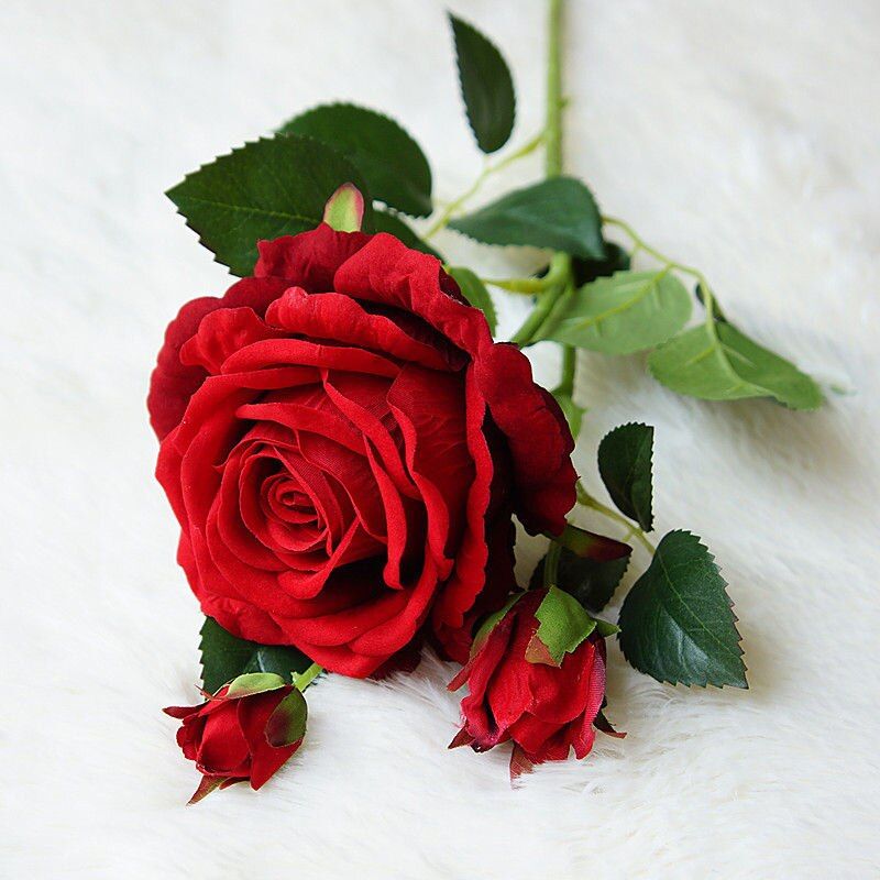Luxury black rose branch Velvet Simulation Artificial flowers Valentine gift wedding flowers Home decoration roses flores