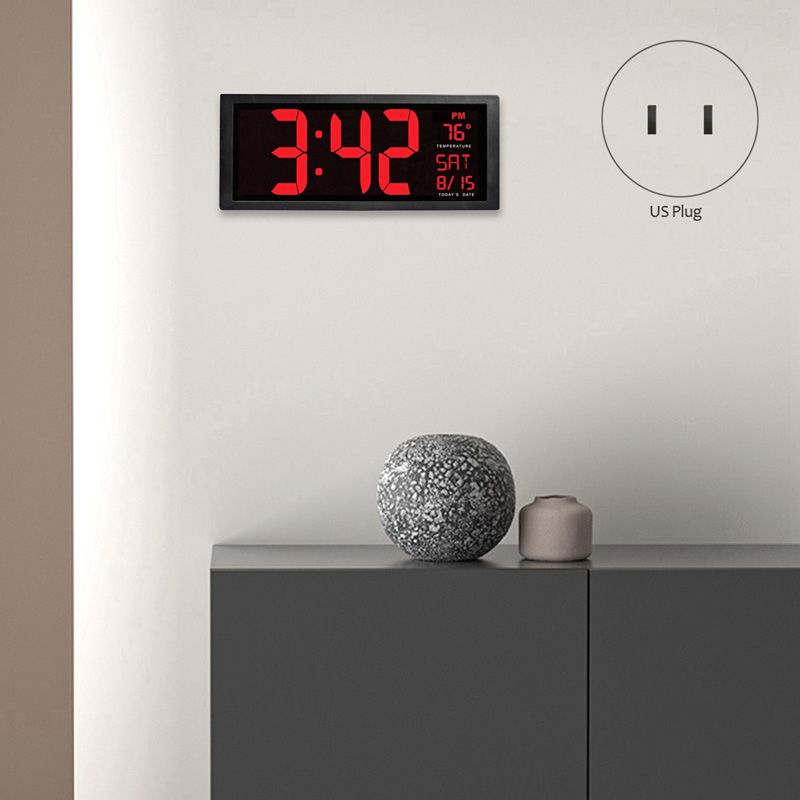 Large Screen Big Electronic Wall Clock Desktop Led Digital Eu Plug