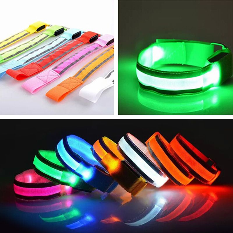 Yfashion LED Reflective Light Arm Armband Strap Safety Belt for Night Running Cycling Hand Strap Wristband Wrist Bracelets
