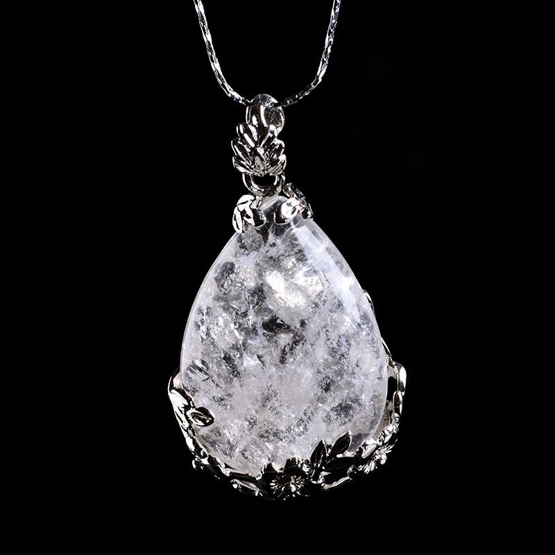 Natural Mineral Crystal Ornament Water Drop Pendant Guardian Precious Fashion Couple Charming Pendant Necklace Gift Jewelry