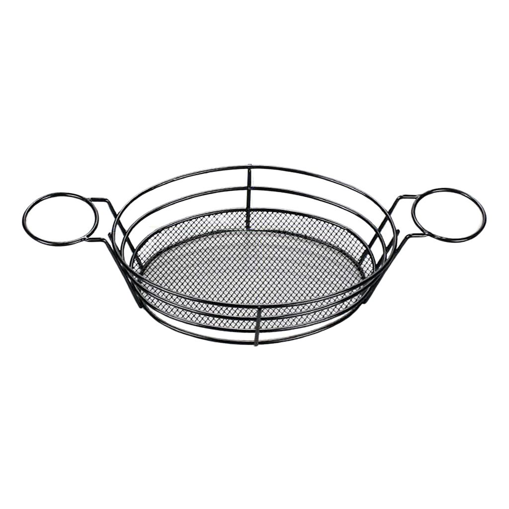 Harmony Oval Black Food Basket for Chip Fries & Burger Serving Basket 21.5X15X6.5cm