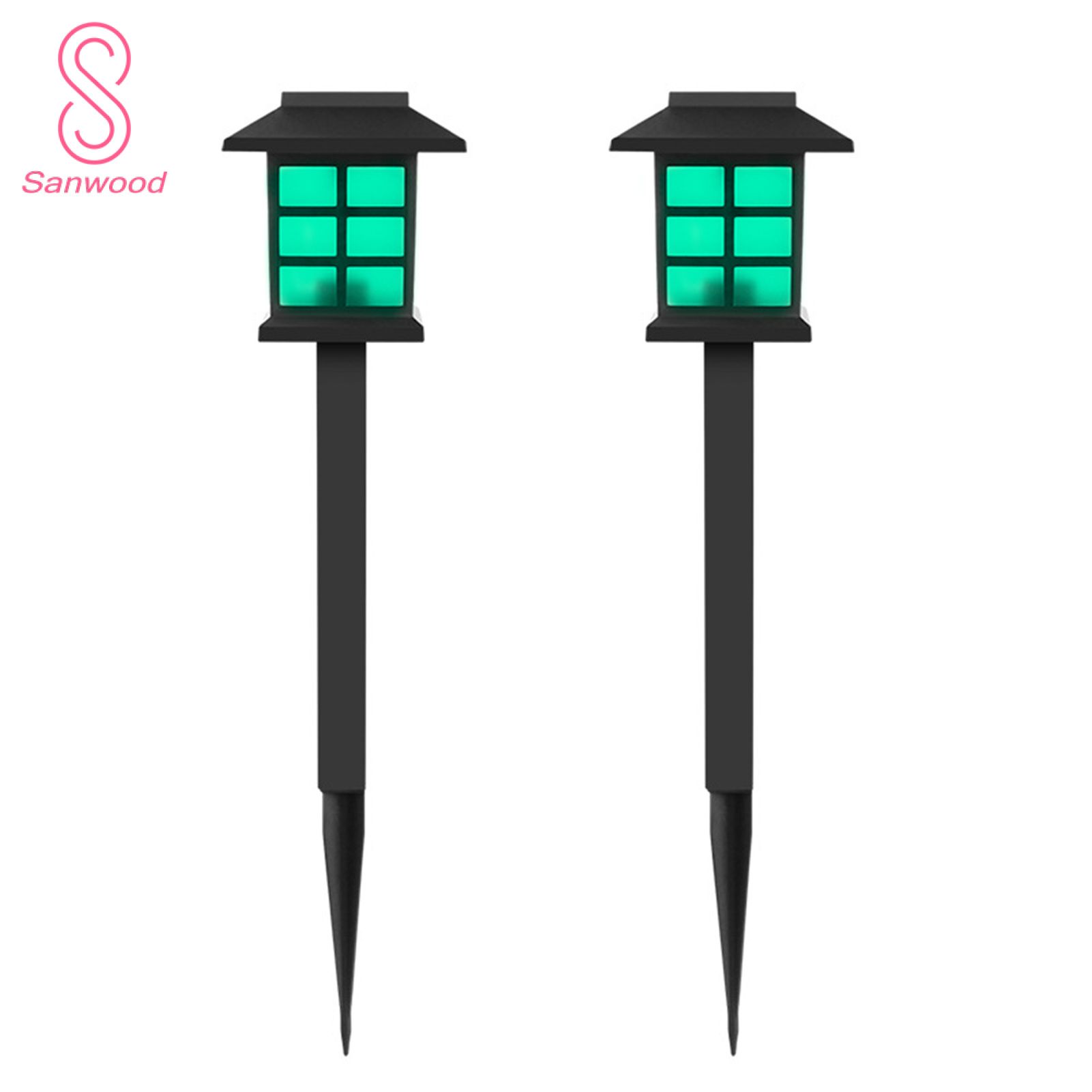 2Pcs Waterproof Solar Lawn Lamp Outdoor Decoration LED Night Light for Courtyard