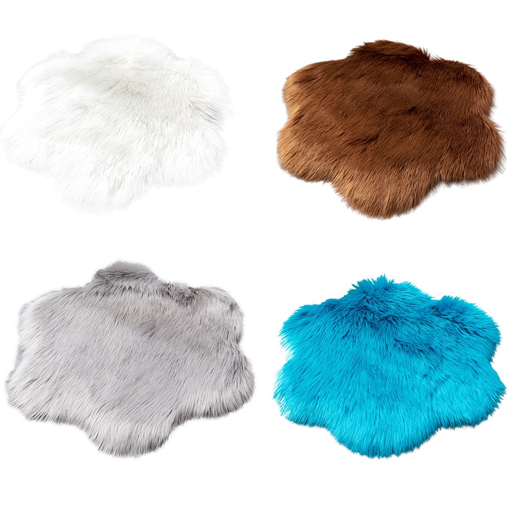 Yfashion 6CM Long Plush Fluffy Plum Blossom Shape Rug Carpets for Living Room ea able Decor