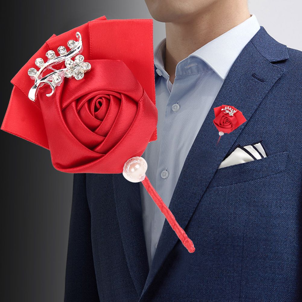 Corsage 4Pcs Exquisite Ribbon Wedding Brooch Bridesmaid Artificial Chest Flower Accessories