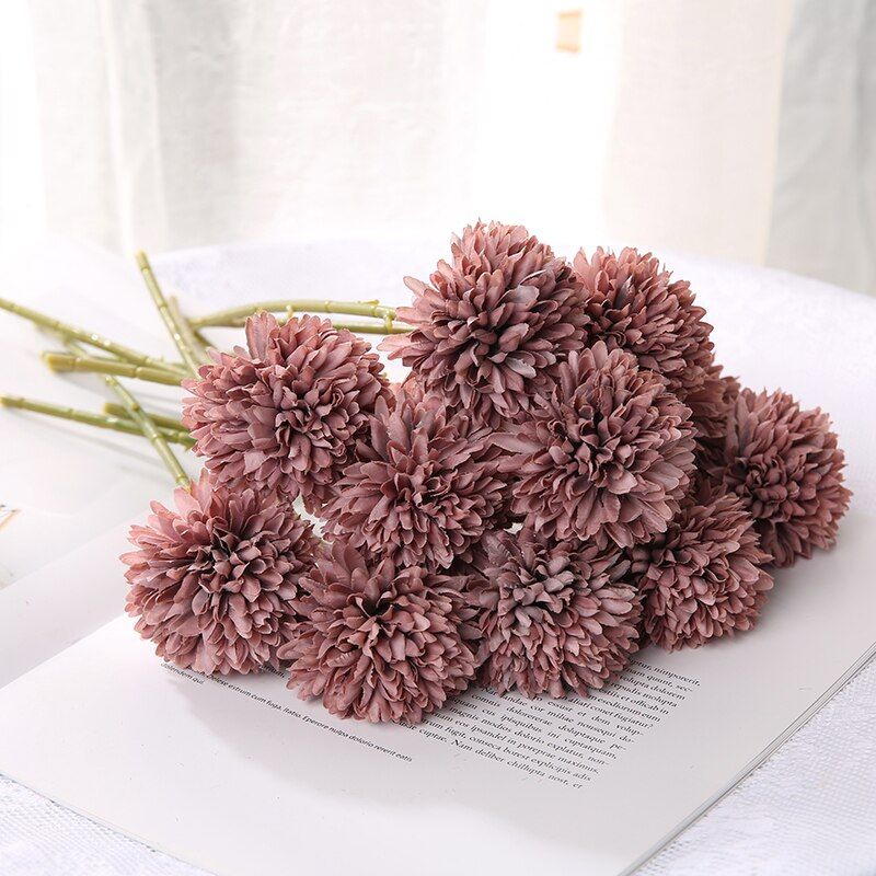 1/5pcs Dandelion Flower Ball Simulation Bouquets Artificial Flower Wall Fake Flower Home Decoration Wedding Holding Flower