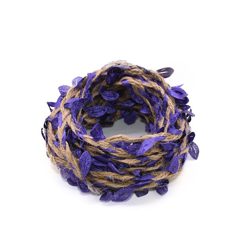 2/5M Green Leaves Vine Ivy Artificial Rattan Leaf Rope Natural Hessian Jute Twine Rope DIY Craft Vintage for Wedding Party Decor