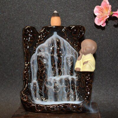 10Pc Incense+Cones Creative Home Decor The Little Monk zen Censer Backflow Incense Burner Use In Home Teahouse porte encens