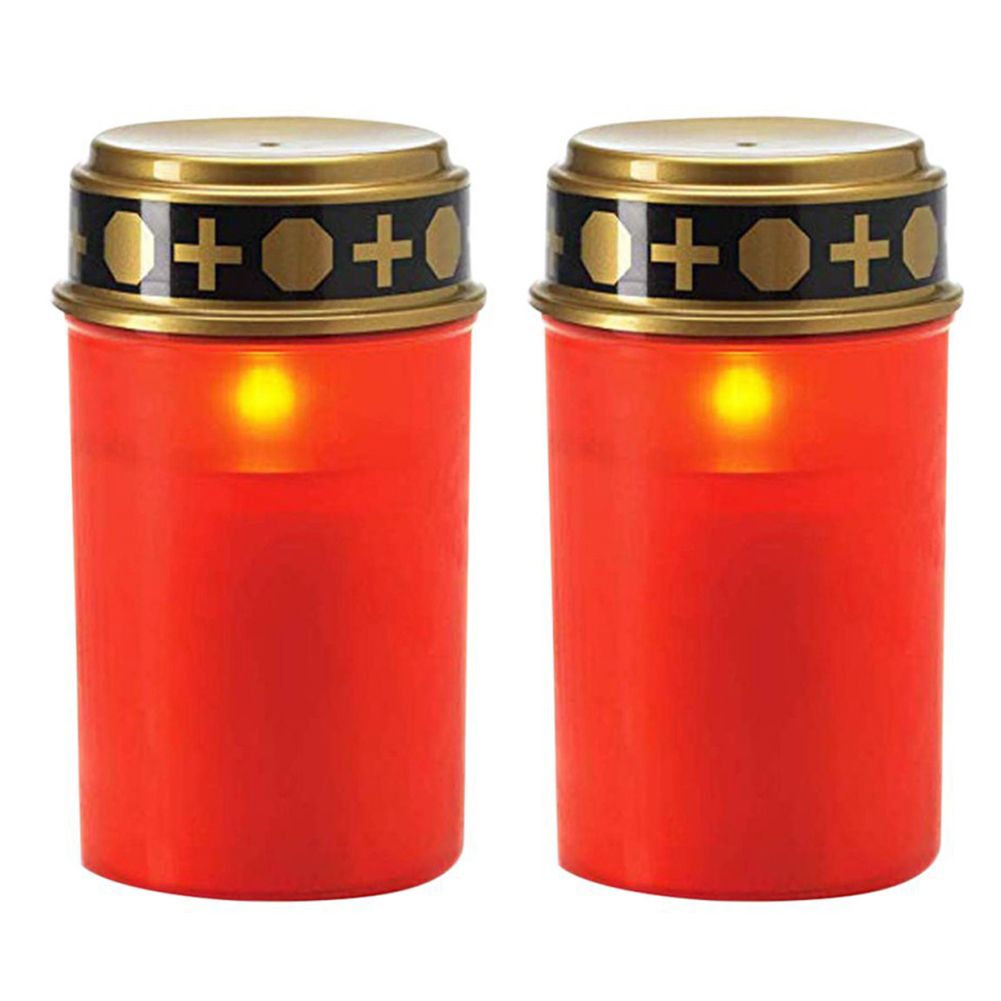 2Pcs Outdoor Cemetery Ritual Waterproof Candle Lamp Solar Powered Eletric Light
