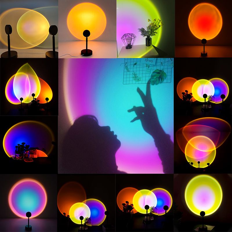 3W Rainbow Lamp Rainbow Sunset Projector Led Night Light Floor Light Rainbow Modern Led Floor Light Living Room Home Wall Decoration Stand Light Bedroom Projector Floor Lamp