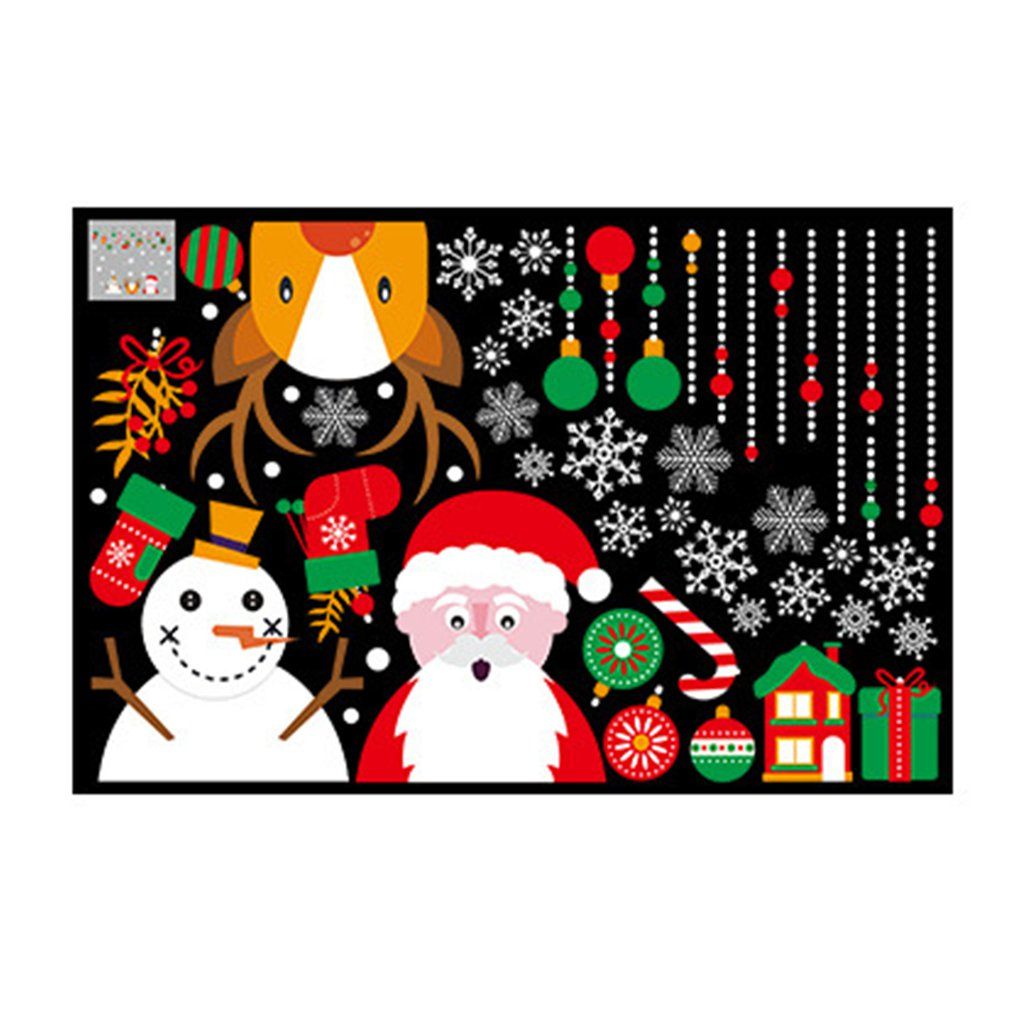 Christmas Snowman Santa Elk Wall Sticker Window Decoration Removable Sticker