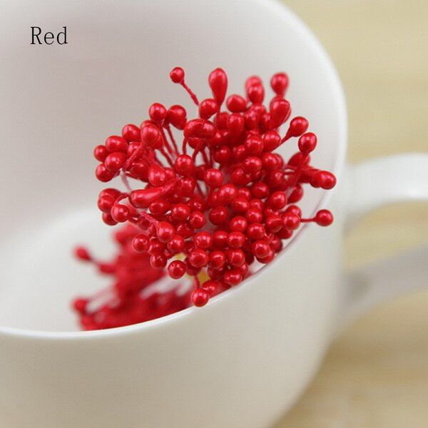 1 Bundle 150Pcs Artificial Flower Double Heads Stamen Pearlized Craft Cards Cakes Decor Floral for home wedding party decoration
