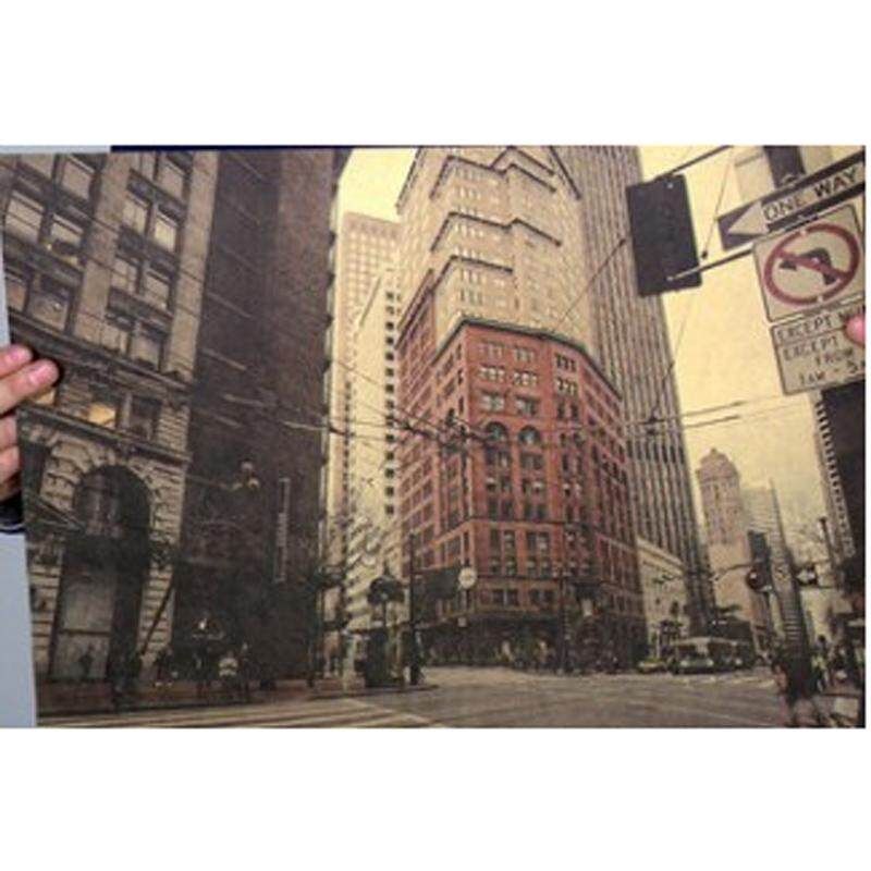 Street Landscape Poster Kraft Paper Wall Poster DIY Wall Art 21 inch X 14 inch