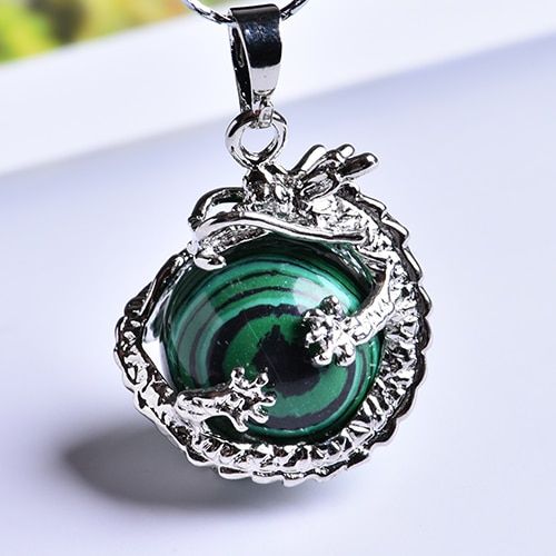 1PC Fashion Natural Crystal Mineral Ornament Dragon Ball Couple Pendant Guardian Fashion Pendant Necklace DIY Gift Jewelry