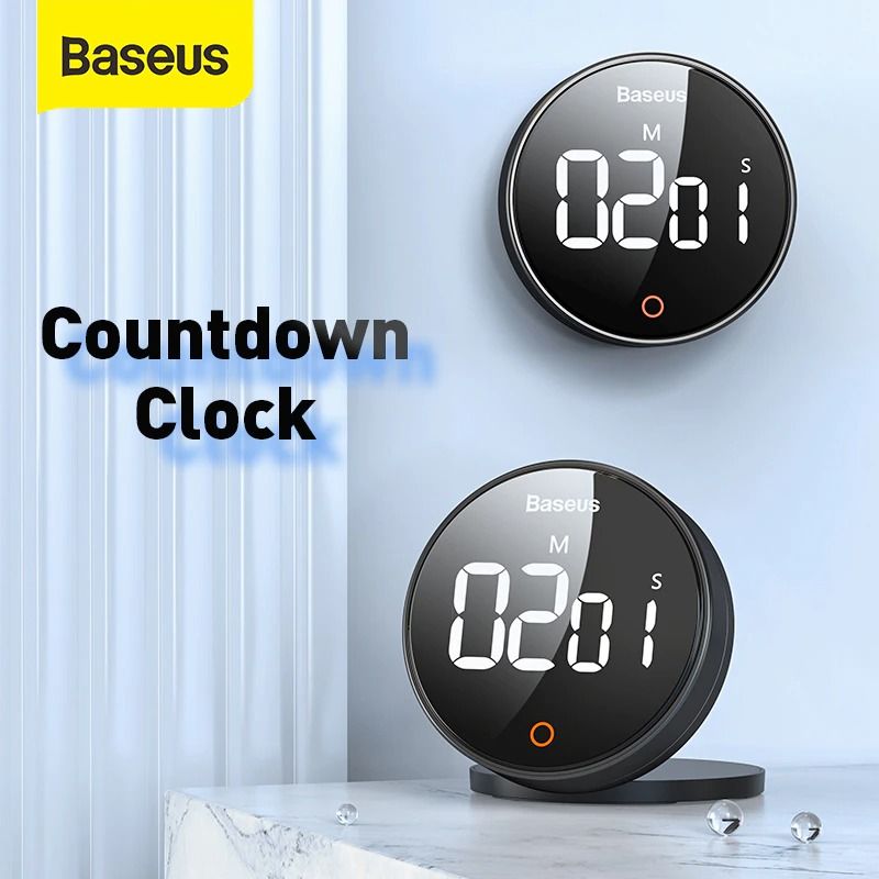 Baseus Magnetic Countdown Alarm Clock Kitchen Timer Pro Manual Digital Timer Stand Desk Clock Cooking Timer Shower Study Stopwatch