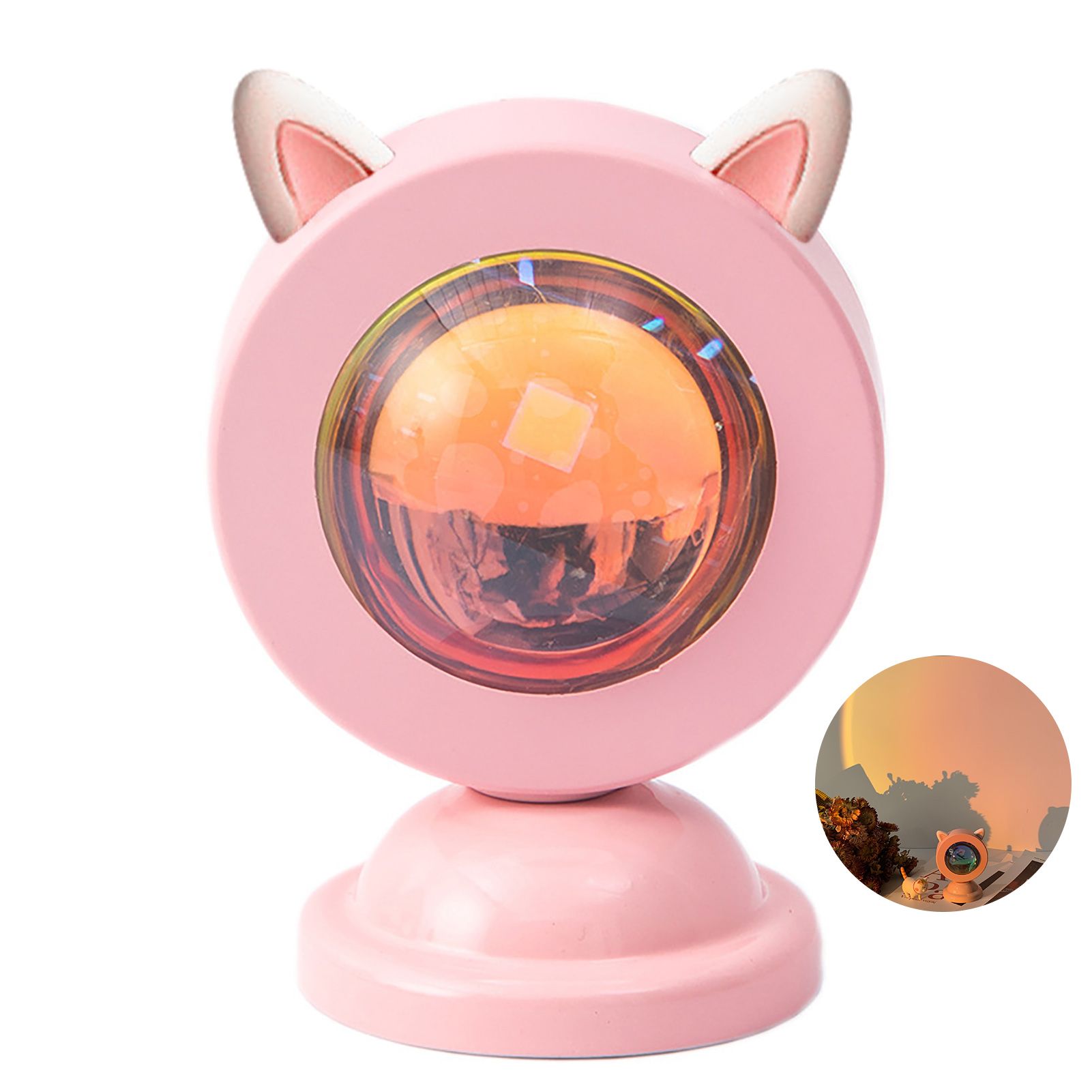 Projection Lamp Shock-proof Sunset Cat Ear Romantic Projector Night Light
