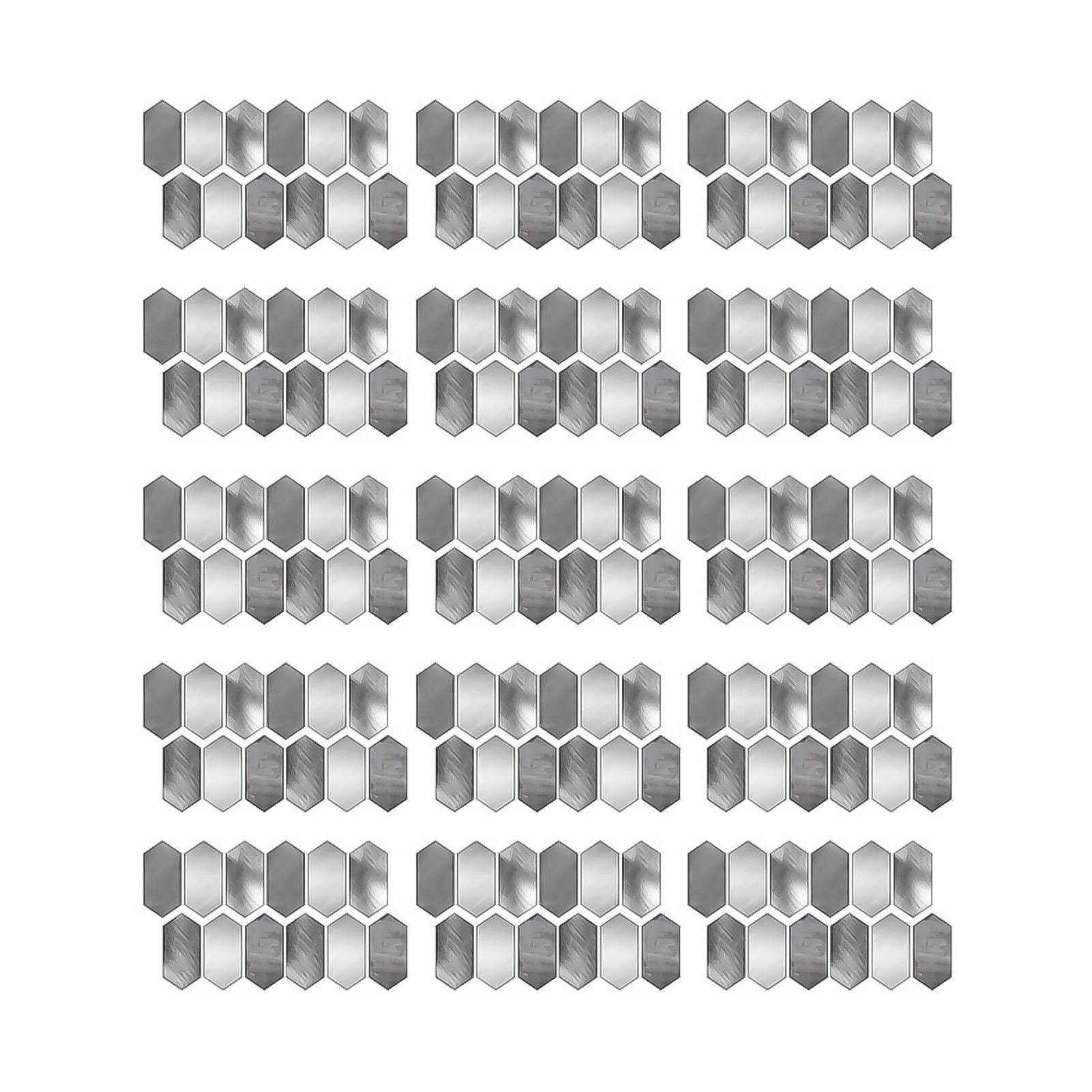 12Pcs Practical Tile Sticker Easy Installation PVC Self-adhesive Strong Stickness Wear-resistant Wall Floor Decal for Daily Use