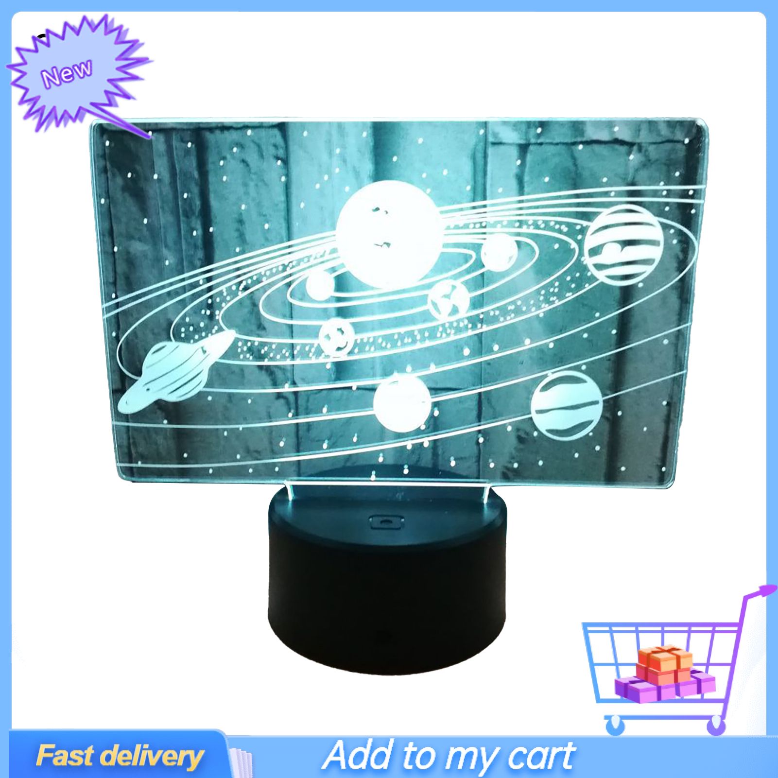 Solar System Pattern Night Lamp Eco-Friendly Acrylic Spectacular Universe Table Light Home Decor