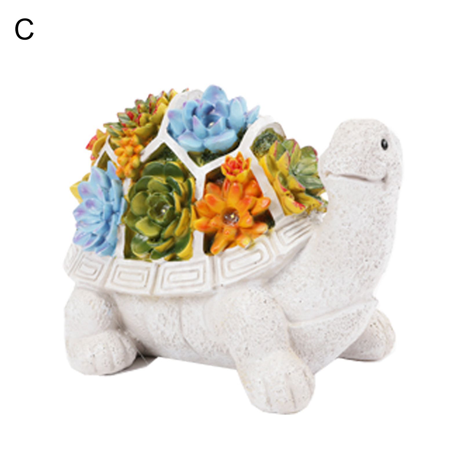 Pathway Light Weather-Resistant Charming Solar Faux Succulent Turtle Garden Statue
