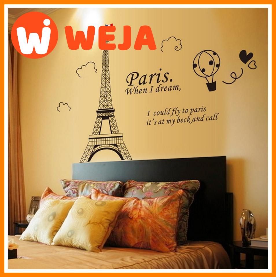 2016  Paris Eiffel Tower Modern Home Decal Wall Sticker Building Kids Room Wall Decor City Life Home Decoration Wall Art