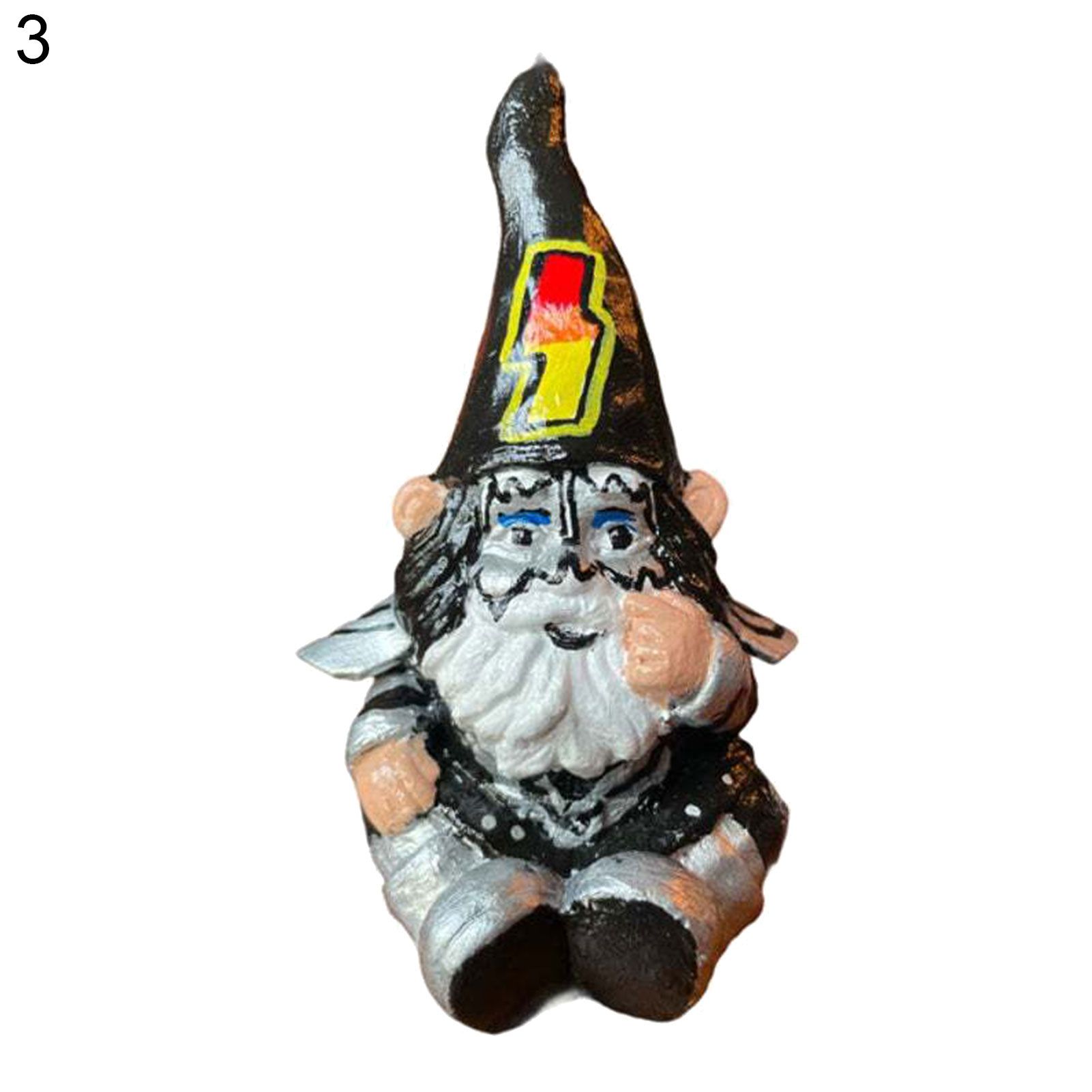 Livecity Mini Dwarf Statue Cartoon Shape Resin Miniature Dwarf Figurine Garden Decor for Home