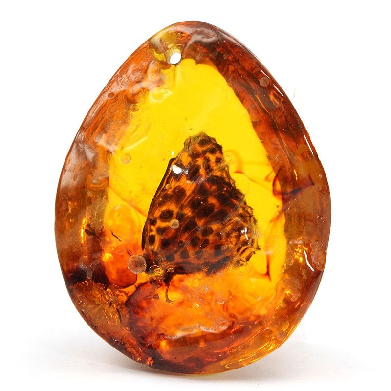 5*4cm Beautiful Amber Butterfly Insects Stone Pendant Necklace Gemstone for DIY Jewellery Pendant Crafts