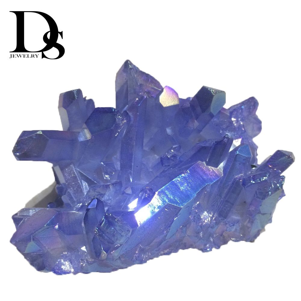 200-230g Blue Aura Bismuth Titanium Coated Quartz Crystal Cluster Drusy Geode Specimen Angel Aura Cluster Home Decoration