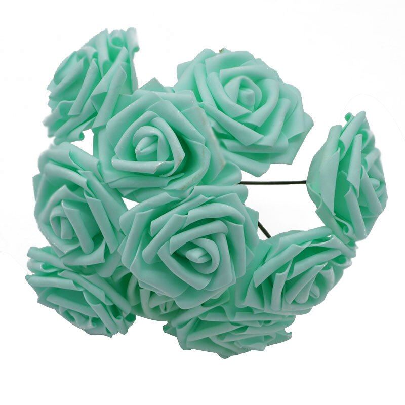 10 Heads 8cm Handmade Foam Rose Artificial Flowers Bride Bouquet Wedding Decoration Mariage Flores Rosa DIY Wreath Craft Flowers