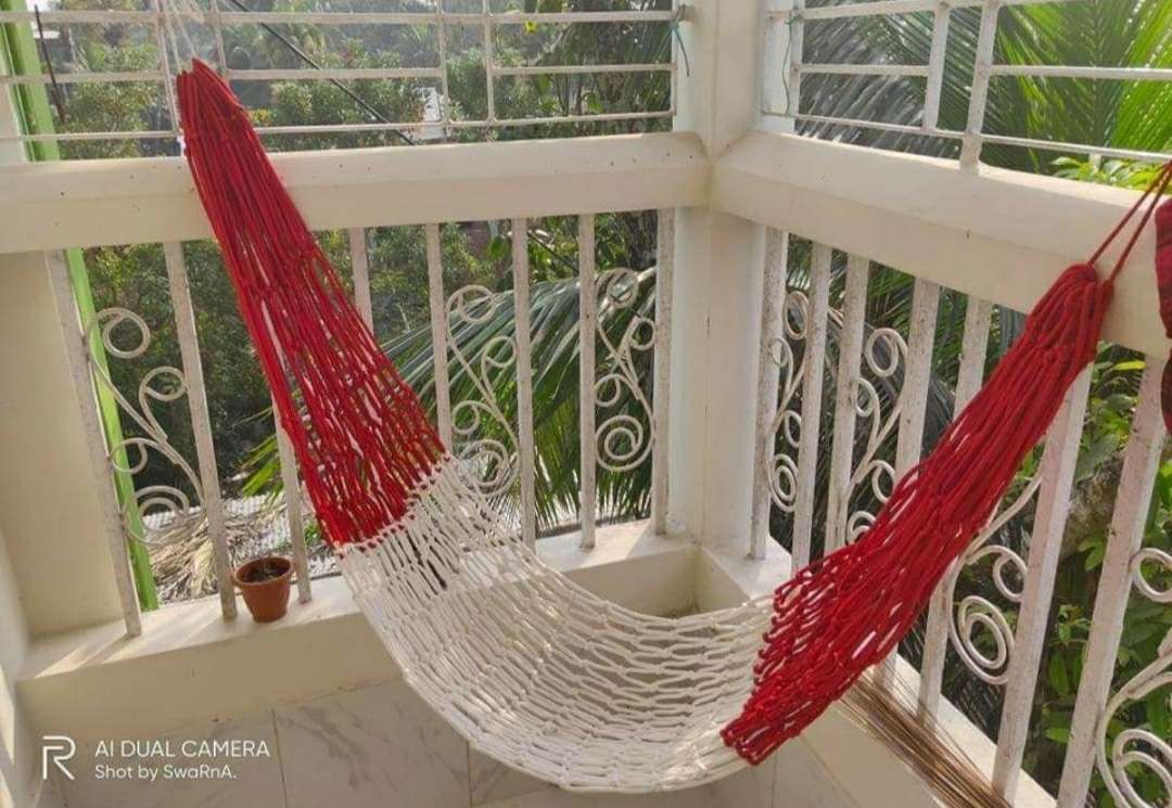 Hand Made Dulna Adult Rope bed Hanging Dulna Use For All People Large Swing Rope bed Rattan Dulna - বড়দের জন্য মোটা রেশমি সুতার তৈরি শোয়ার ঝুলন্ত দোলনা Camping Hammock with Gift