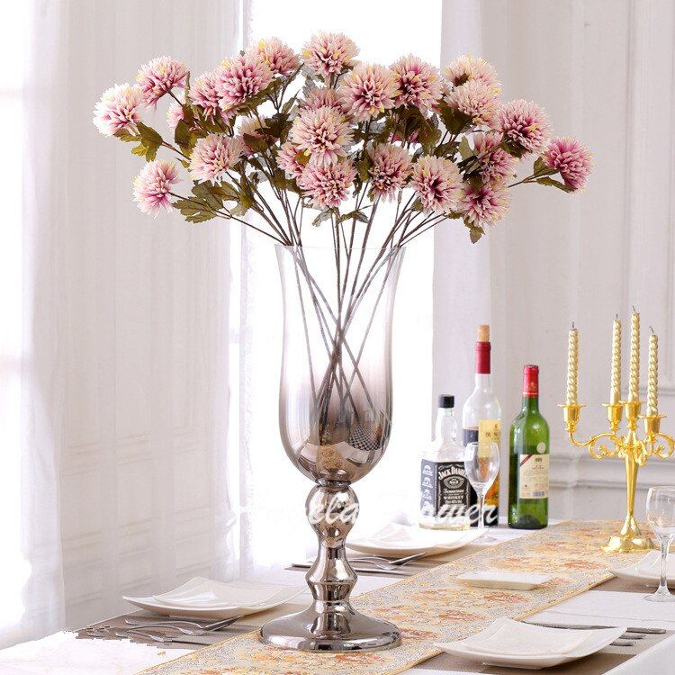 Nordic 3head ball chrysanthemum artificial flower pompom flower bouquet wedding decor home table Christmas gift Hydrangea wall