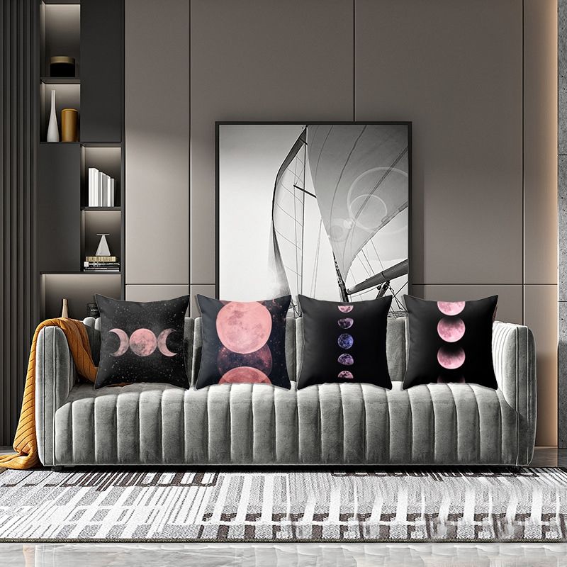 4Pcs Space Moon Earth Planet Pillow Case Square Sofa Cushion Cover Home Decorative Cushion Cover 45X45cm