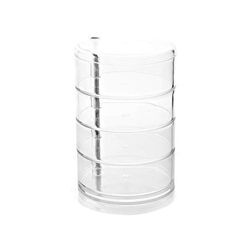 Stackable Clear Ornaments Containers Jewelry Storage Organizer with Lids 4 Spining Tiers Transparent Jewelry and Accessories Organizer