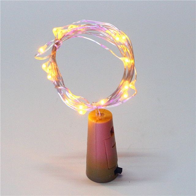 5PCS/Lot Christmas Led Copper String Light  Bottle Cork 1M 2M 3M 10 20 30LEDS Garland Lamp For Party Wedding Decoraction--Yellow--3M