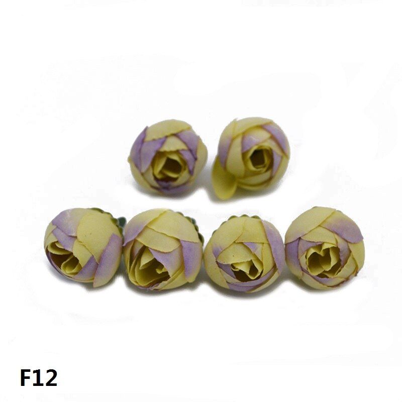 2cm Small Tea Rose Bud 20pcs Artificial Peony Flowers Head for Home Wedding Decoration Wreath Scrapbook DIY Craft Fake Flower