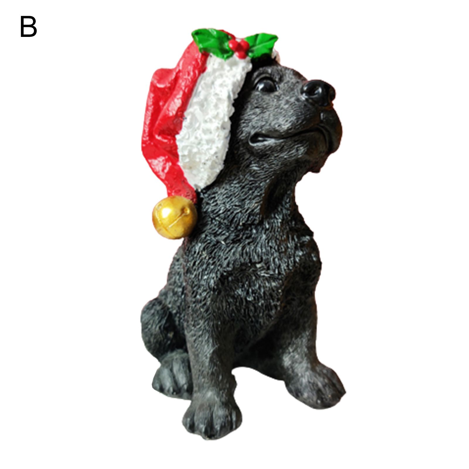 Dog Statue Christmas Hat Wear Santa Christmas Dog Mini Figurines