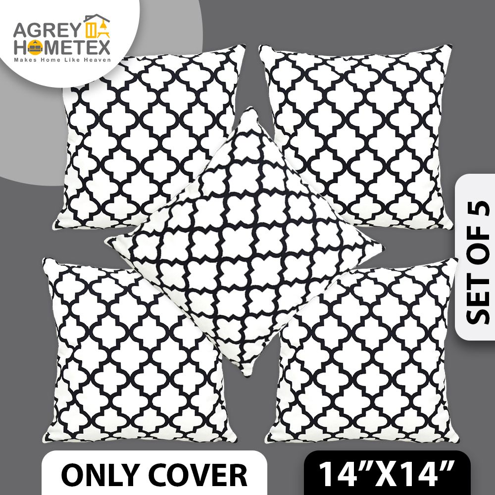 Cushion Cover, White (14"x14") Set of 5, Only Cover