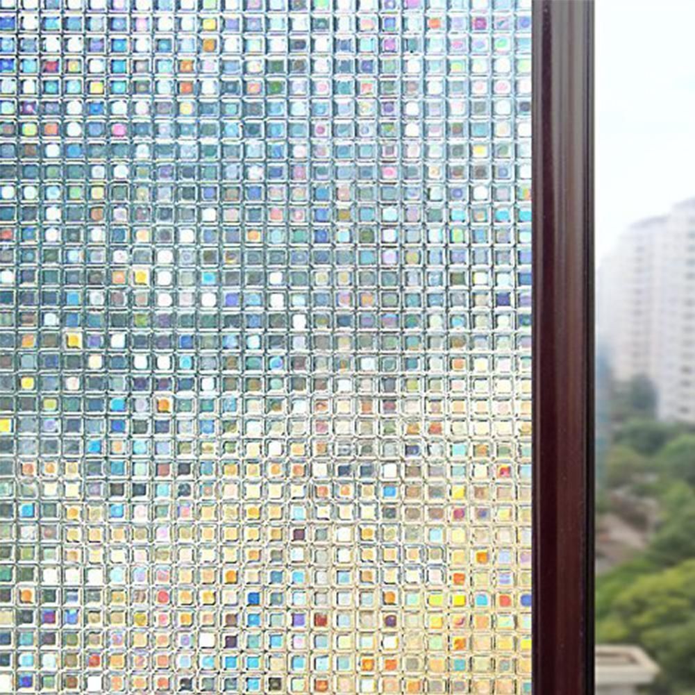 3D Mosaic Window Films Privacy Film Static Decorative Film Non-Adhesive Heat Control Anti UV Sticker
