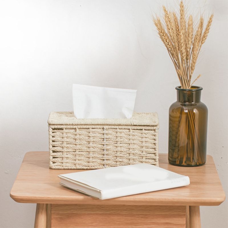 Rattan Tissue Box, Vintage Napkin Holder, Case Clutter Storage Container Cover, Living Room Desk Decoration