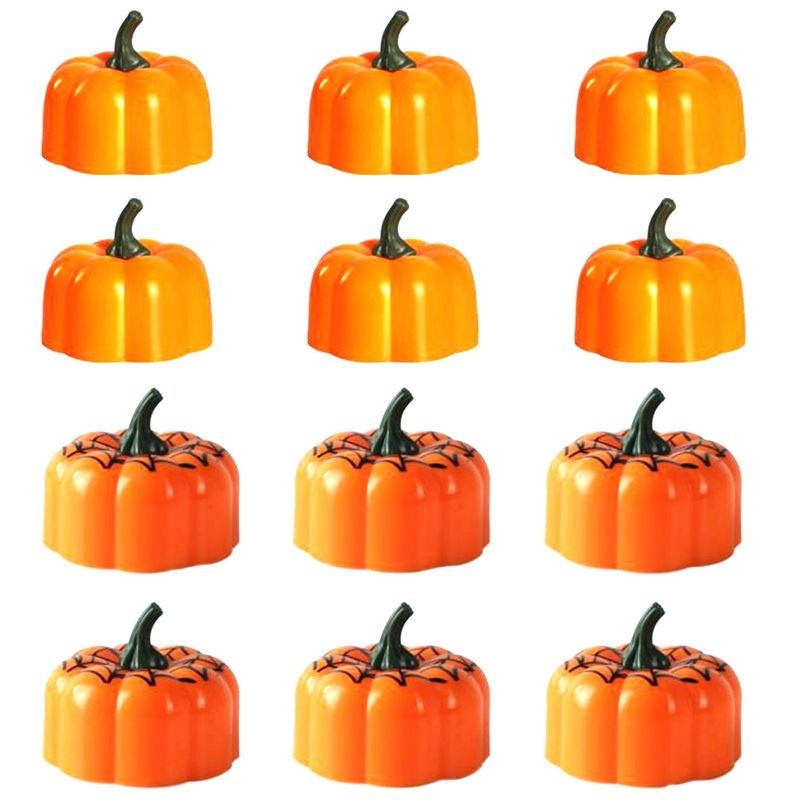 12Pcs Creative LED Simulation Cute Pumpkin Shape Halloween Christmas Decoration LED Electronic Luminous Candle Light