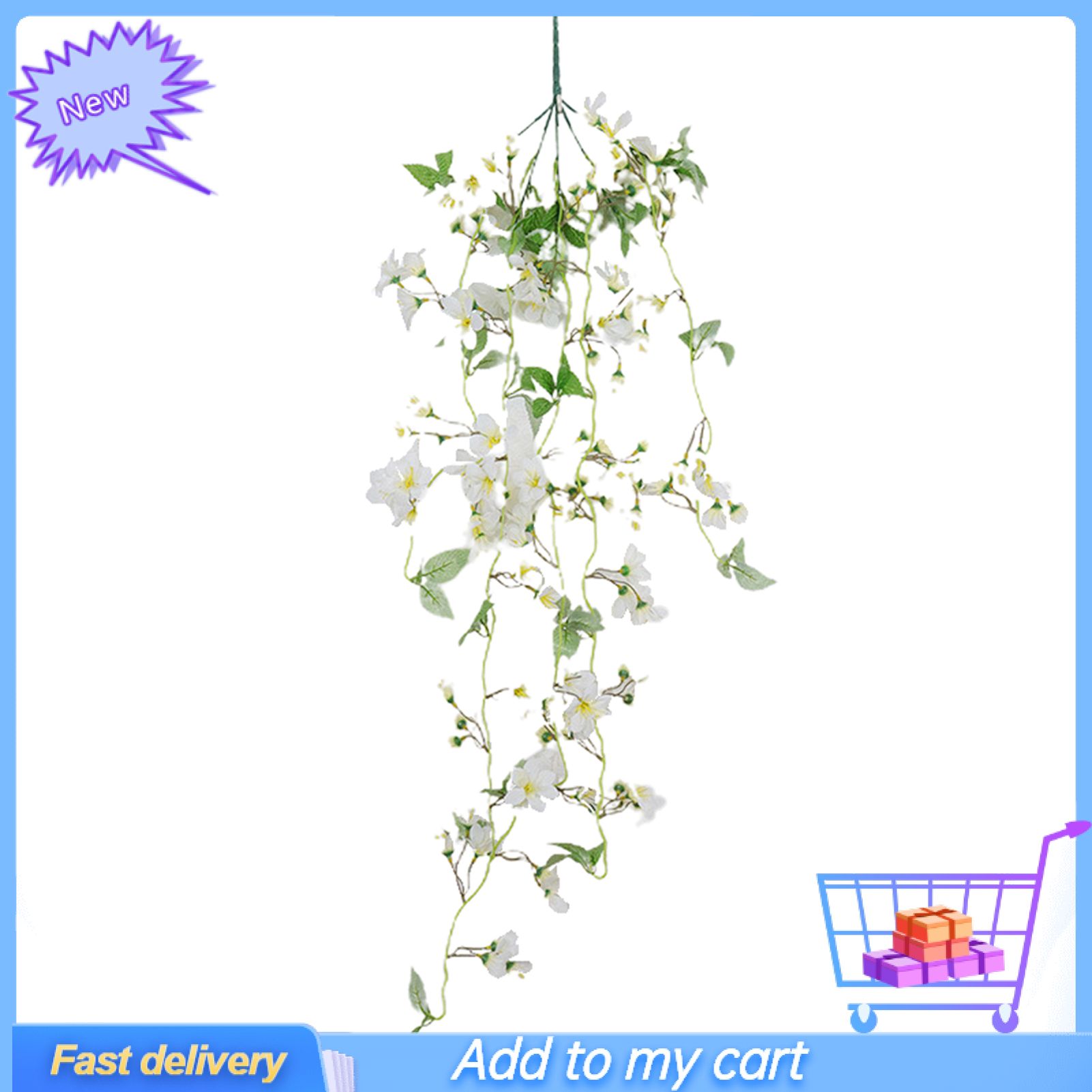1Pc  Flower Vivid Home Decoration Portable Wall Hanging Basket Artificial Winter Jasmine for Garden