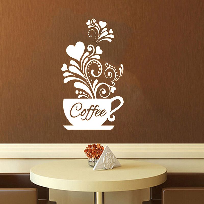 DIY Coffee Cup Furniture Heart Beauty Removable Home Kitchen Art Mural Decor Wall Sticker - White {average size}
